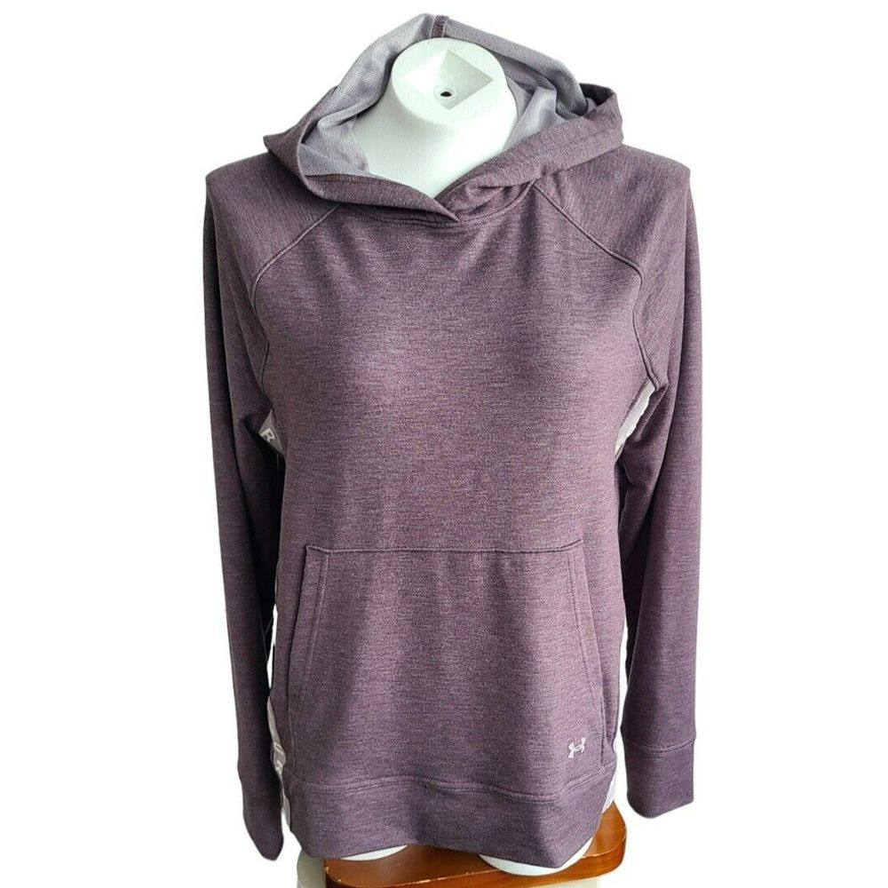 Under Armour Womens Loose Fit Heathered Purple Side Logo Tape Hoodie Size Medium